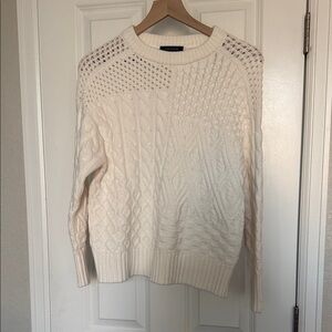 Ann Taylor Cream Cable Knit Sweater XS Cozy Chunky Textured Ivory Pullover